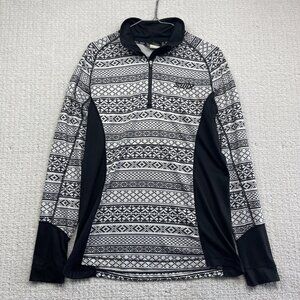 SWIX Base Layer Long Sleeve 1/2 Zip Wom L Nordic Pattern Black White Ski / Hke